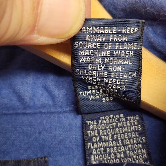 Lands End Chamois Flannel Shirt Mens XL Blue 100% Cotton Pocket Made in USA - Picture 7 of 14